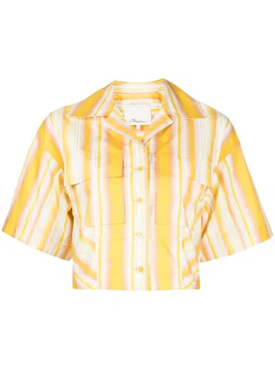 3.1 Phillip Lim Painted Stripe Cropped Shirt In Yellow