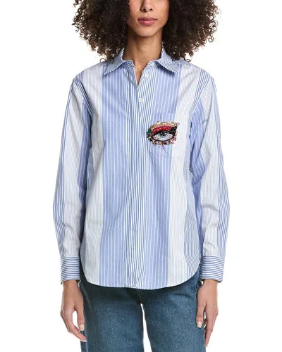 3.1 Phillip Lim Striped Eye Love Ny Relaxed Top In White