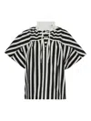 3.1 Phillip Lim Striped Frill-neck Top In Black