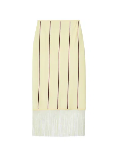 3.1 Phillip Lim Striped Fringe Midi Skirt In Yellow
