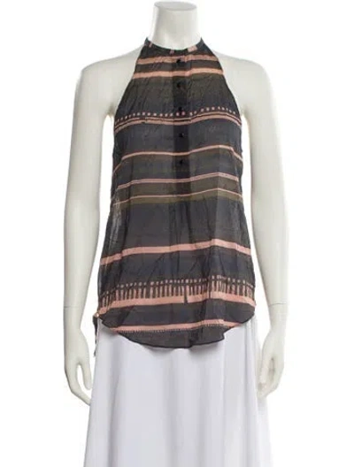 Pre-owned 3.1 Phillip Lim Striped Halterneck Blouse In Blue