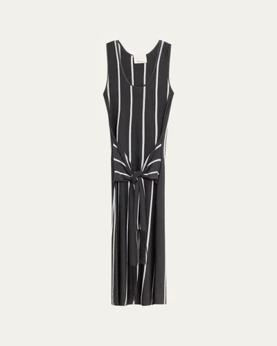 3.1 Phillip Lim Striped Knit Tie-front Maxi Dress In Black