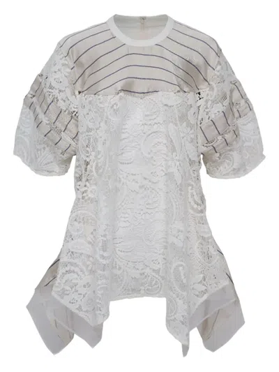 3.1 Phillip Lim Striped Lace-panel Top In White