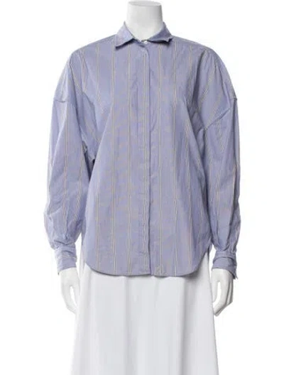 Pre-owned 3.1 Phillip Lim Striped Long Sleeve Blouse In Blue