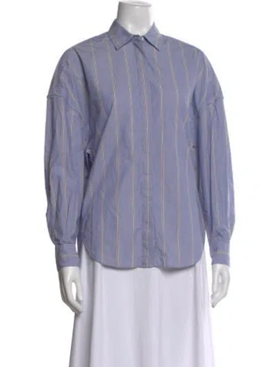 Pre-owned 3.1 Phillip Lim Striped Long Sleeve Button-up Top In Blue