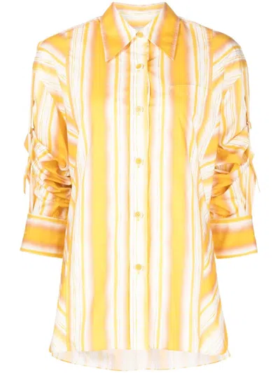 3.1 Phillip Lim Striped Long-sleeve Cotton Shirt In Yellow