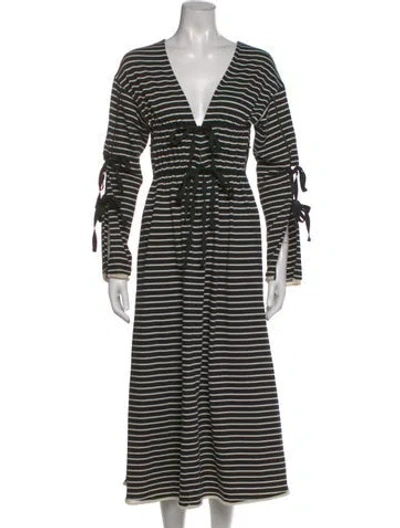 Pre-owned 3.1 Phillip Lim Striped Midi Length Dress In Black