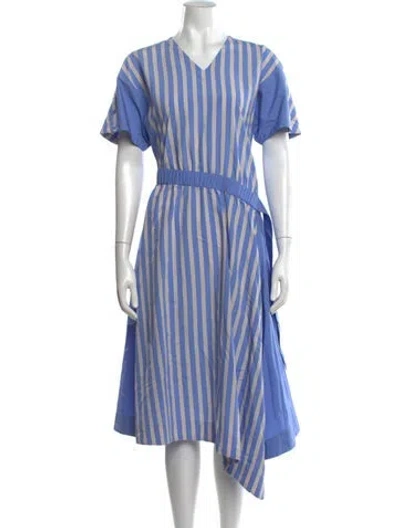Pre-owned 3.1 Phillip Lim Striped Midi Length Dress In Blue