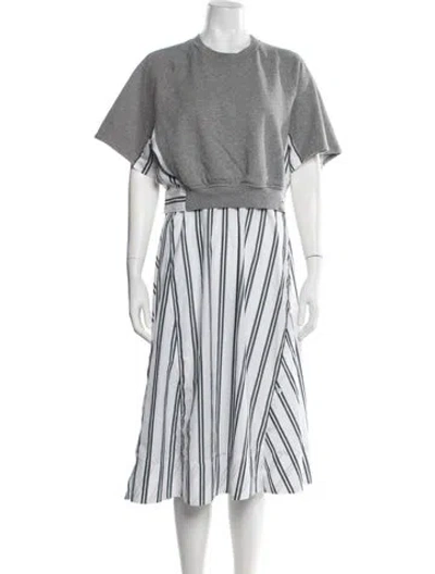 Pre-owned 3.1 Phillip Lim Striped Midi Length Dress In Gray