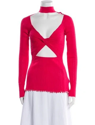 Pre-owned 3.1 Phillip Lim Striped Mock Neck Sweater In Red