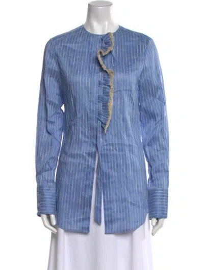 Pre-owned 3.1 Phillip Lim Striped Mock Neck Tunic In Blue