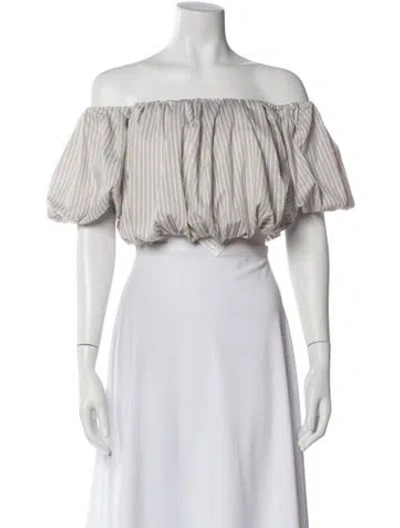 Pre-owned 3.1 Phillip Lim Striped Off-the-shoulder Crop Top In White
