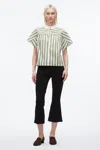 3.1 Phillip Lim Striped Open Neck Top With Ties In Gray