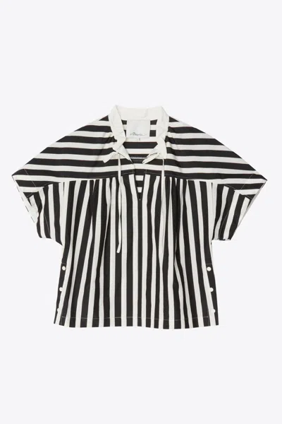 3.1 Phillip Lim Striped Open Neck Top With Ties In Black
