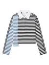 3.1 Phillip Lim Striped Panelled Polo Top In Black