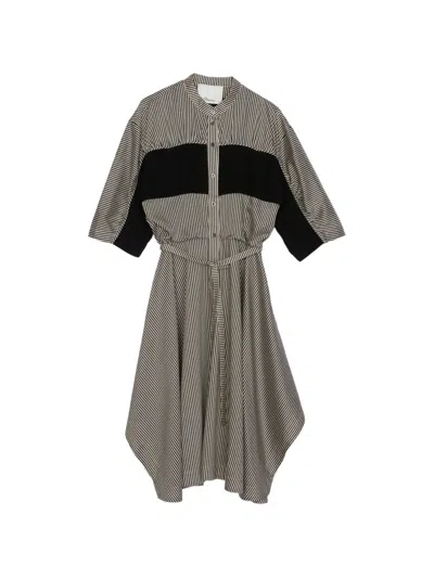 3.1 Phillip Lim Mixed Media Tie Waist Midi Dress In Green