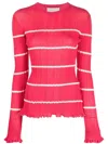 3.1 Phillip Lim Ls Sheer Striped Crewneck Po In Pink