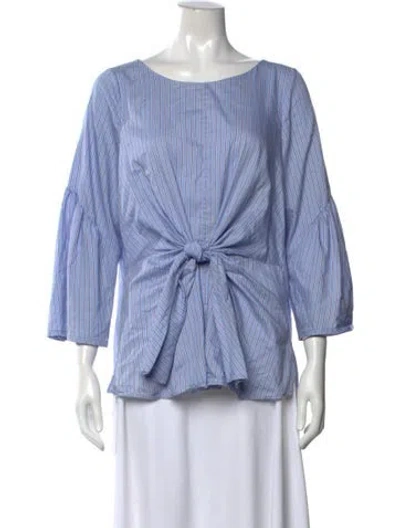Pre-owned 3.1 Phillip Lim Striped Scoop Neck Blouse In Blue
