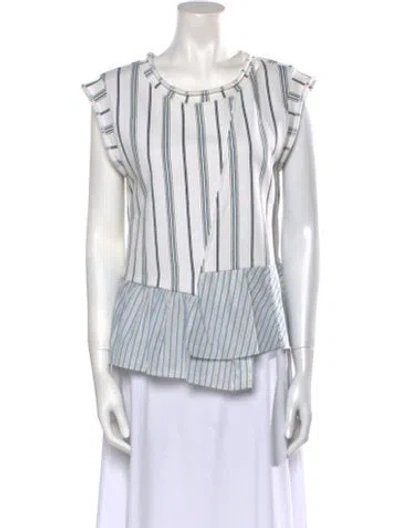 Pre-owned 3.1 Phillip Lim Striped Scoop Neck Blouse In White