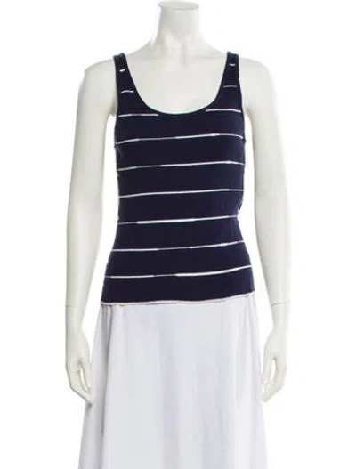 Pre-owned 3.1 Phillip Lim Striped Scoop Neck Top In Blue