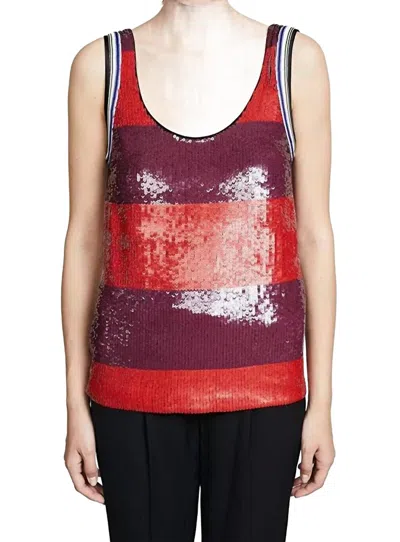 3.1 Phillip Lim Striped Sequin Tank Top In Poppy Red/chocolate