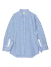 3.1 Phillip Lim Oversize Cascade Cuff Stripe Button-up Shirt In Blue