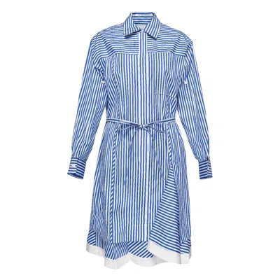 3.1 Phillip Lim Striped Shirt Dress With Cascade Sleeves In Blue
