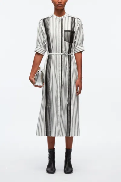 3.1 Phillip Lim Striped Shirt Dress With Organza Overlay