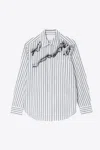 3.1 Phillip Lim Striped Shirt With Abstract Zebra Embroidery In Multi
