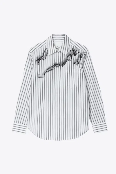 3.1 Phillip Lim Striped Shirt With Abstract Zebra Embroidery In Multi