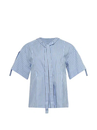 3.1 Phillip Lim Striped Tie-neck Top In Blue