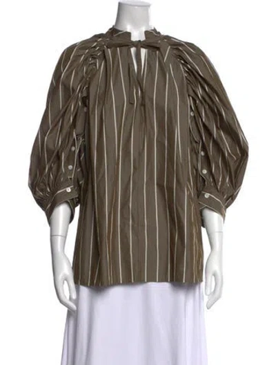 Pre-owned 3.1 Phillip Lim Striped V-neck Blouse In Neutrals