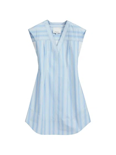 3.1 Phillip Lim Striped V-neck Mini Dress In Blue