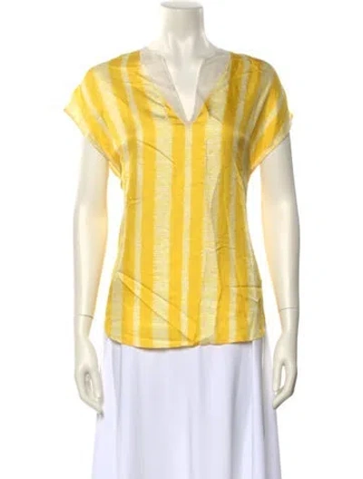 Pre-owned 3.1 Phillip Lim Striped V-neck T-shirt In Yellow