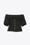 3.1 Phillip Lim Structured Cotton Off Shoulder Zip-front Top In Black
