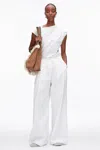 3.1 Phillip Lim Structured Cotton Pull On Straight Leg Pants In White