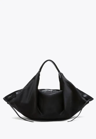 3.1 Phillip Lim Structured Satin Luna Large Bag In Black