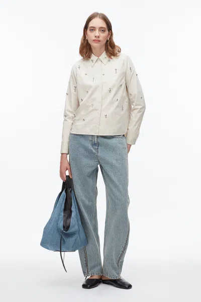 3.1 Phillip Lim Stud Embellished Cropped Shirt In Neutral