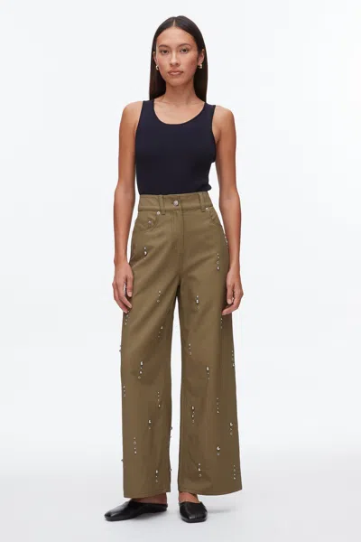 3.1 Phillip Lim Stud Embellished Wide Leg Pant In Green