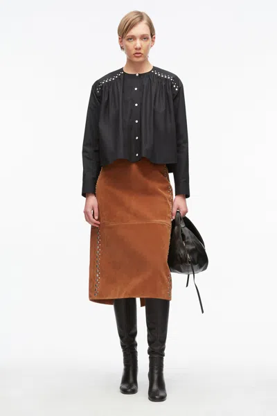 3.1 Phillip Lim Studded Gathered Poplin Blouse In Black