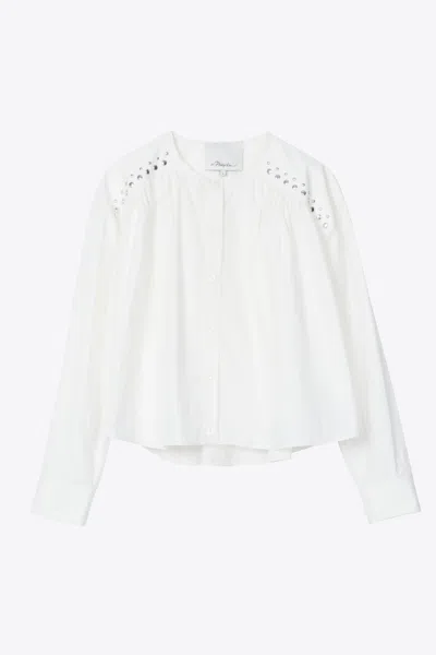 3.1 Phillip Lim Studded Gathered Poplin Blouse In White