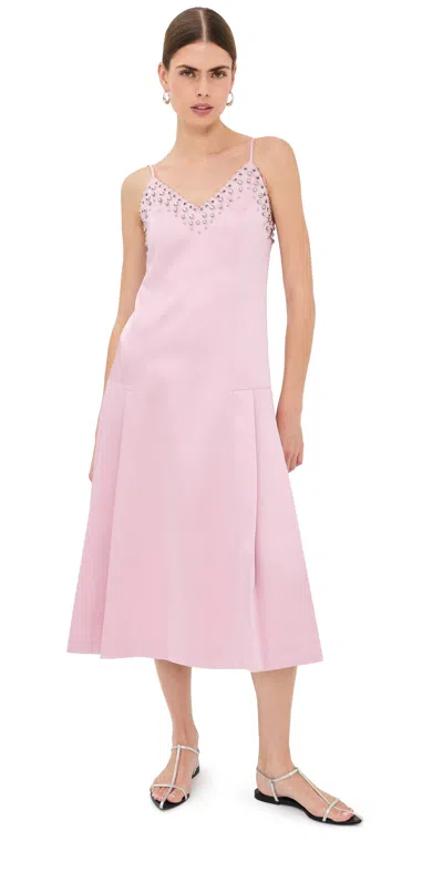 3.1 Phillip Lim Studded Structured Satin Pleated Cami Midi Dress Lotus In Pink