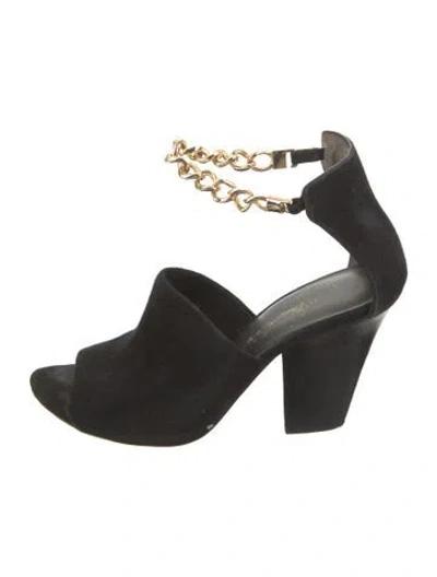 Pre-owned 3.1 Phillip Lim Suede Chain-link Accents D'orsay Pumps In Black