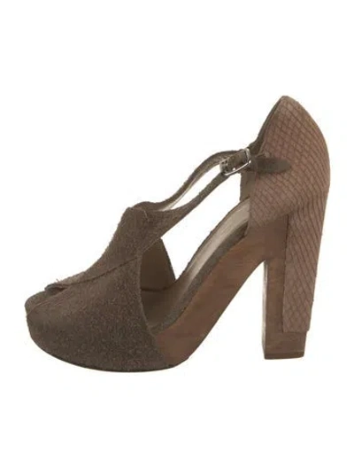 Pre-owned 3.1 Phillip Lim Suede Cutout Accent Slingback Sandals In Brown