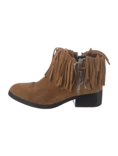 Pre-owned 3.1 Phillip Lim Suede Fringe Trim Accent Boots In Brown