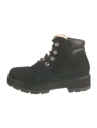 Pre-owned 3.1 Phillip Lim Suede Fur Trim Combat Boots In Green