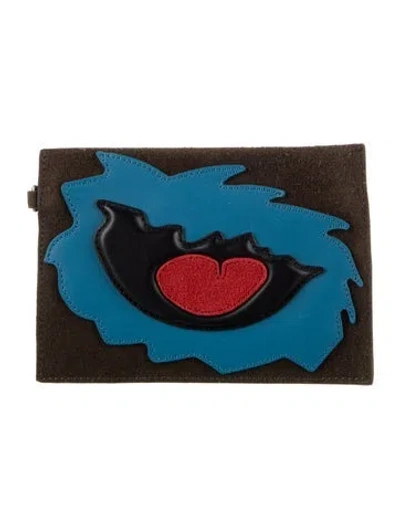 Pre-owned 3.1 Phillip Lim Suede Graphic Print Wallet In Blue