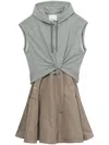 3.1 Phillip Lim Mixed Media Hoodie Dress In Grey