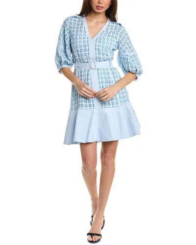 3.1 Phillip Lim Taffeta Checked Puff-sleeve Dress In Blue