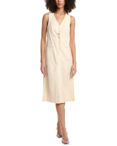 3.1 Phillip Lim Belted Grain De Poudre Wool-blend Midi Dress In Beige
